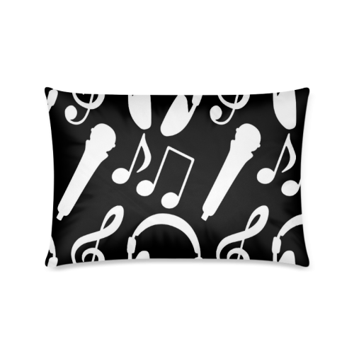 Music Notes Treble Clef Microphone Headphones Custom Zippered Pillow Case 16"x24"(Twin Sides)