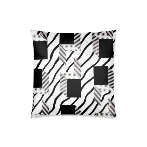 Custom Black White And Gray Grid  Pattern Design Custom Zippered Pillow Case 18"x18"(Twin Sides)