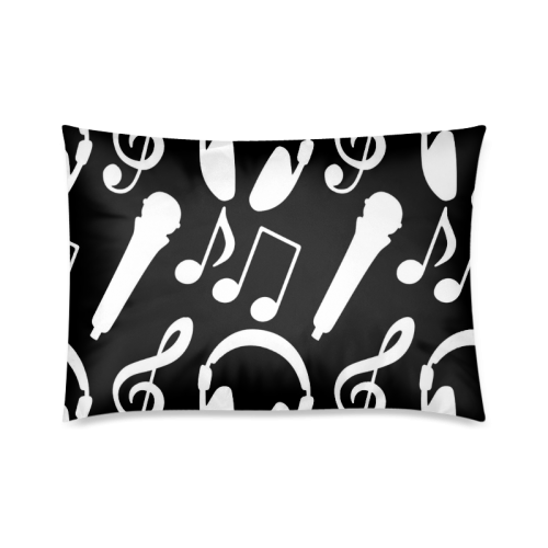 Music Notes Treble Clef Microphone Headphones Custom Zippered Pillow Case 20"x30"(Twin Sides)