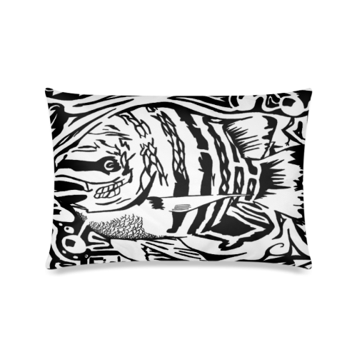 Black And White Funny Design Fish Custom Zippered Pillow Case 16"x24"(Twin Sides)