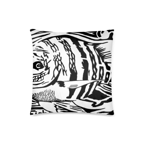 Black And White Funny Design Fish Custom Zippered Pillow Case 18"x18"(Twin Sides)