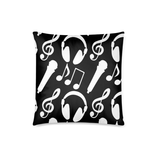 Music Notes Treble Clef Microphone Headphones Custom Zippered Pillow Case 18"x18"(Twin Sides)