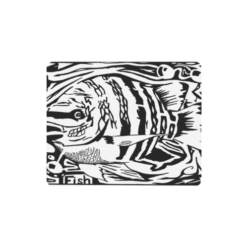 Black And White Funny Design Fish Rectangle Mousepad