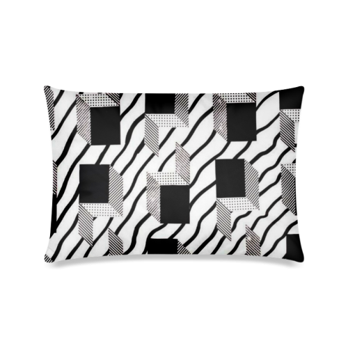 Custom Black White And Gray Grid  Pattern Design Custom Zippered Pillow Case 16"x24"(Twin Sides)