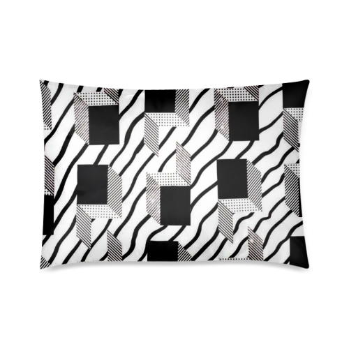 Custom Black White And Gray Grid  Pattern Design Custom Zippered Pillow Case 20"x30"(Twin Sides)