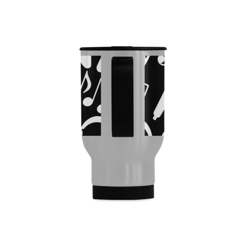 Black And White Heart Design Travel Mug (Silver) (14 Oz)