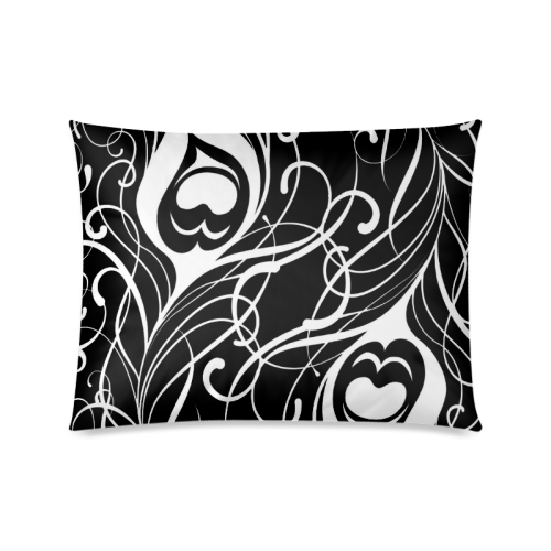 Custom Black And White Peacock Feather Custom Zippered Pillow Case 20"x26"(Twin Sides)