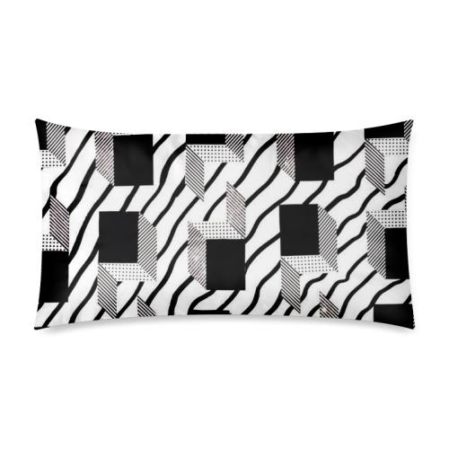 Custom Black White And Gray Grid  Pattern Design Rectangle Pillow Case 20"x36"(Twin Sides)