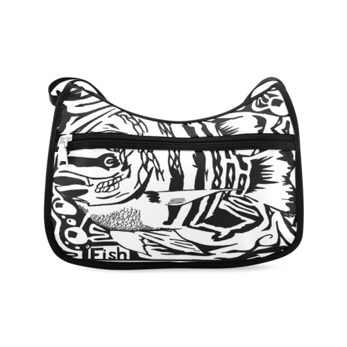Black And White Funny Design Fish Crossbody Bags (Model 1616)