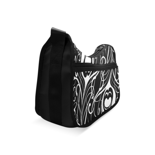 Custom Black And White Peacock Feather Crossbody Bags (Model 1616)