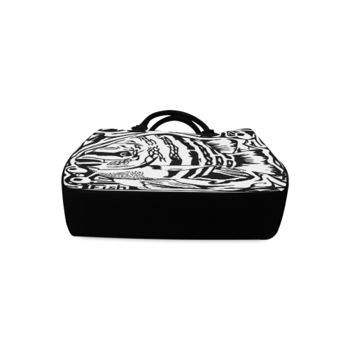 Black And White Funny Design Fish Boston Handbag (Model 1621)
