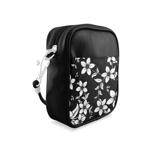 Black And White Designs Patterns Flower Sling Bag (Model 1627)