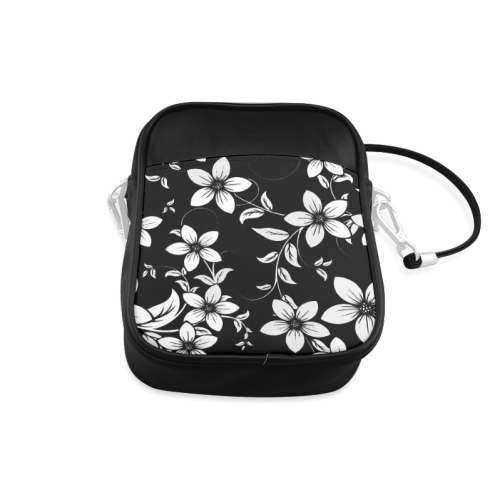 Black And White Designs Patterns Flower Sling Bag (Model 1627)