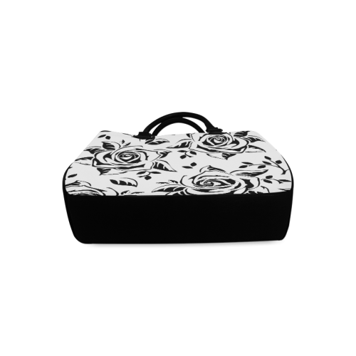 Custom Black And White Rose Pattern Design Boston Handbag (Model 1621)