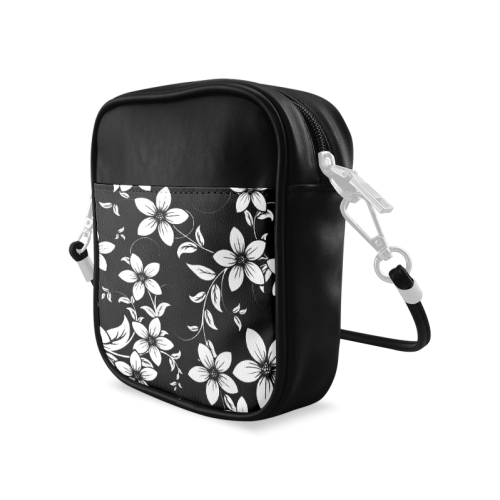 Black And White Designs Patterns Flower Sling Bag (Model 1627)