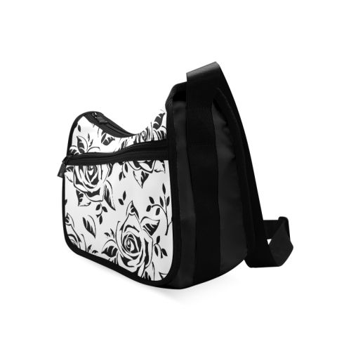 Custom Black And White Rose Pattern Design Crossbody Bags (Model 1616)