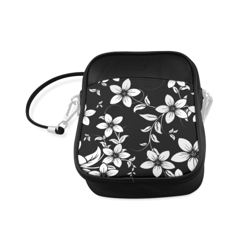 Black And White Designs Patterns Flower Sling Bag (Model 1627)