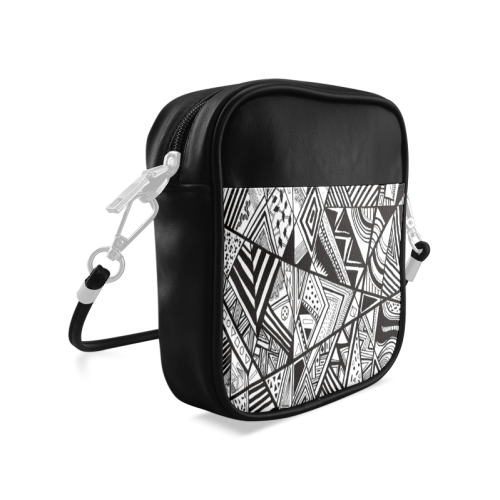 Black And White Vintage Pattern Design Sling Bag (Model 1627)