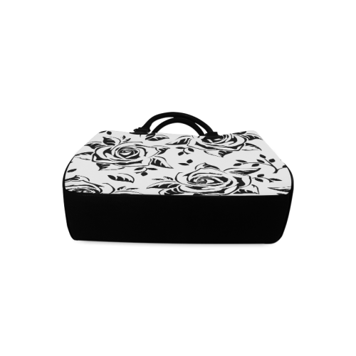Custom Black And White Rose Pattern Design Boston Handbag (Model 1621)