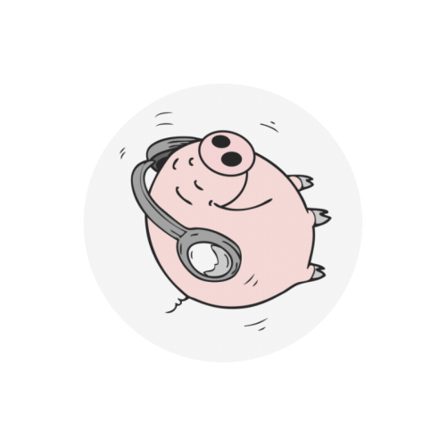 pig_headphones Round Mousepad