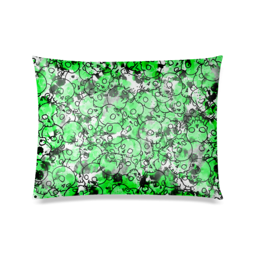 Green Skull Pattern Custom Zippered Pillow Case 20"x26"(Twin Sides)