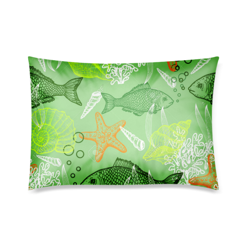 Marine fish pattern Custom Zippered Pillow Case 20"x30"(Twin Sides)