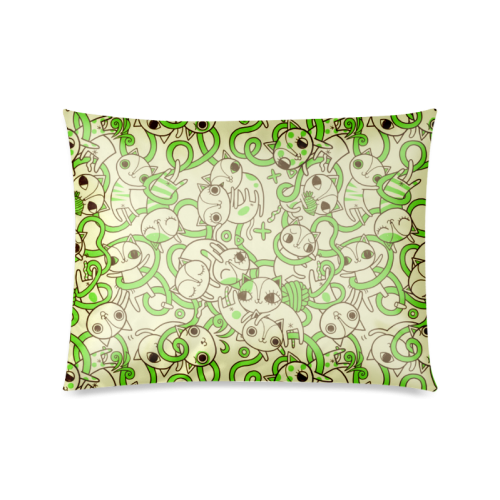 green cat Pattern Custom Zippered Pillow Case 20"x26"(Twin Sides)