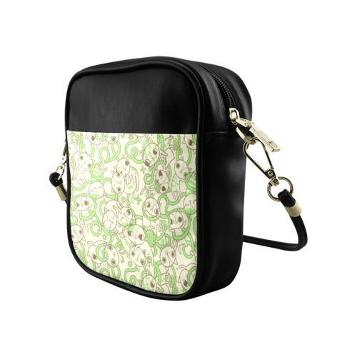 green cat Pattern Sling Bag (Model 1627)