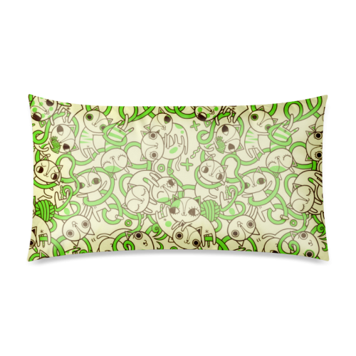 green cat Pattern Rectangle Pillow Case 20"x36"(Twin Sides)