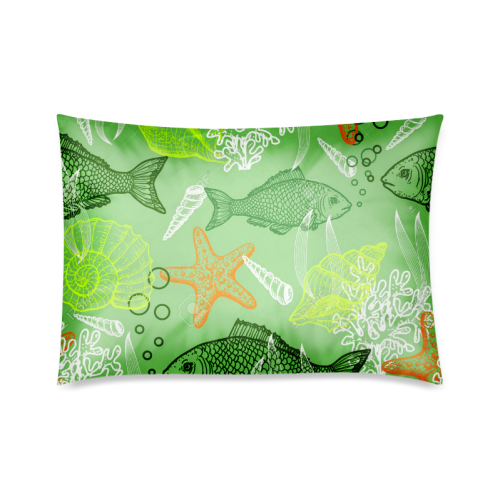 Marine fish pattern Custom Zippered Pillow Case 20"x30"(Twin Sides)
