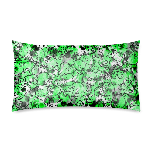 Green Skull Pattern Rectangle Pillow Case 20"x36"(Twin Sides)