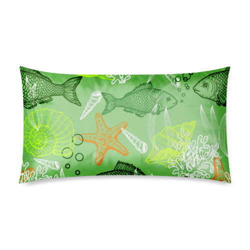 Marine fish pattern Rectangle Pillow Case 20"x36"(Twin Sides)