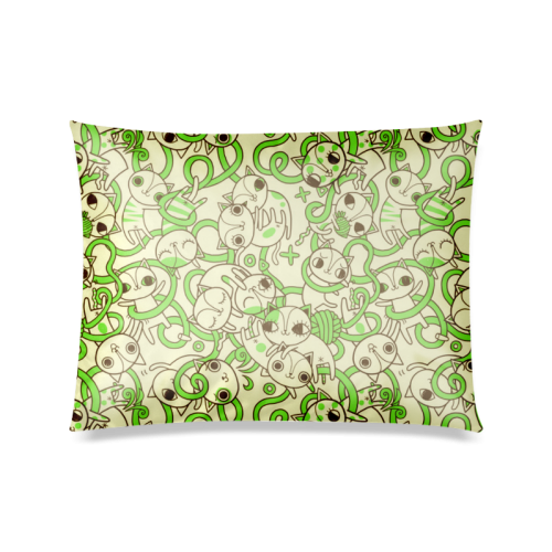 green cat Pattern Custom Zippered Pillow Case 20"x26"(Twin Sides)
