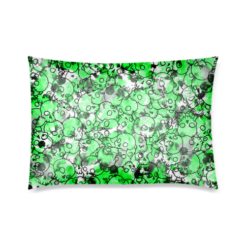 Green Skull Pattern Custom Zippered Pillow Case 20"x30"(Twin Sides)