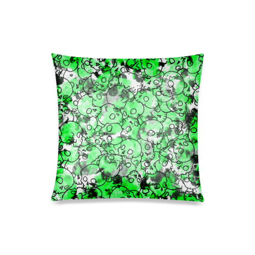 Green Skull Pattern Custom Zippered Pillow Case 20"x20"(Twin Sides)