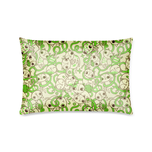 green cat Pattern Custom Zippered Pillow Case 16"x24"(Twin Sides)