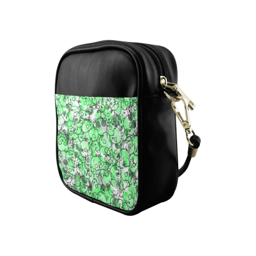 Green Skull Pattern Sling Bag (Model 1627)