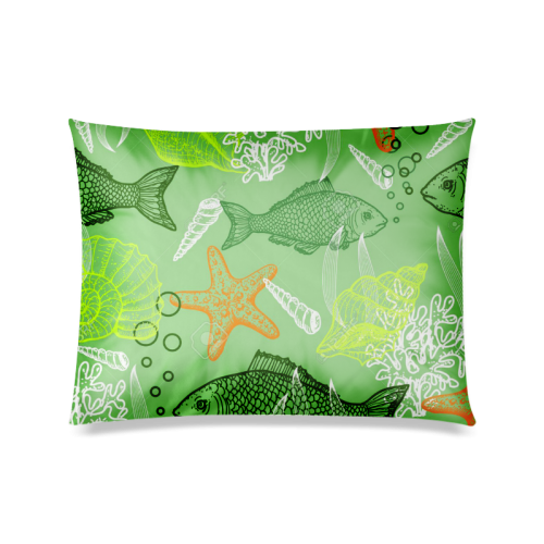 Marine fish pattern Custom Zippered Pillow Case 20"x26"(Twin Sides)