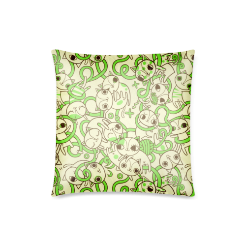 green cat Pattern Custom Zippered Pillow Case 18"x18"(Twin Sides)