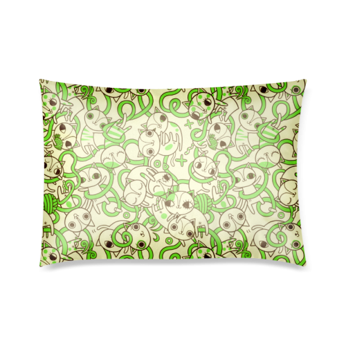 green cat Pattern Custom Zippered Pillow Case 20"x30"(Twin Sides)