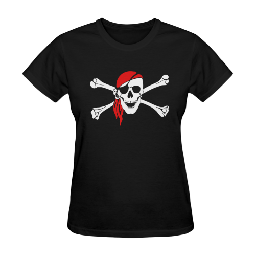 Happy Snile Skull Pirate Clip Art Custom Sunny Women's T-shirt (Model T05)