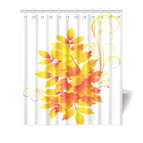 Custom Leaves of Grass Pattern Orange Design Shower Curtain 66"x72"