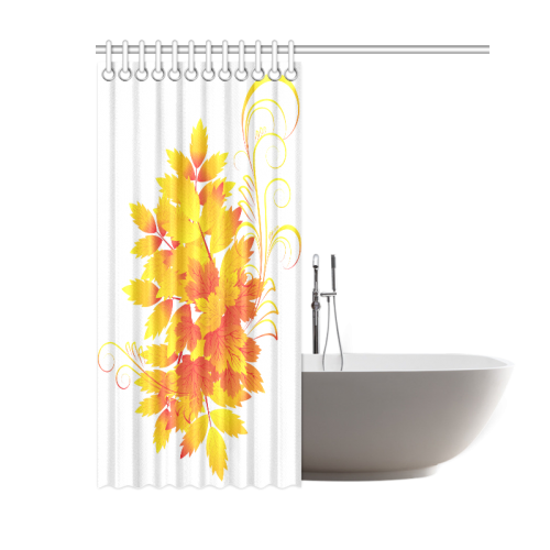 Custom Leaves of Grass Pattern Orange Design Shower Curtain 60"x72"