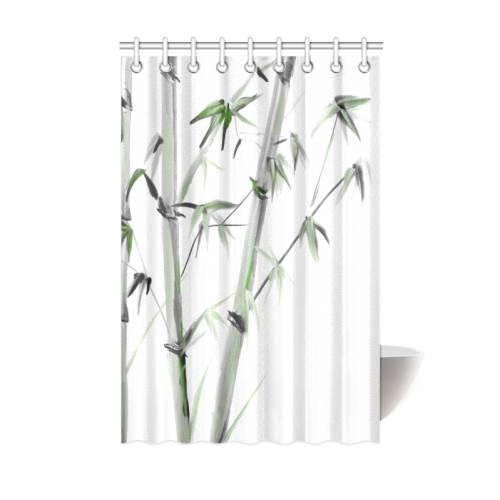 Bamboo Painting Watercolor Pattern Design Shower Curtain 48"x72"