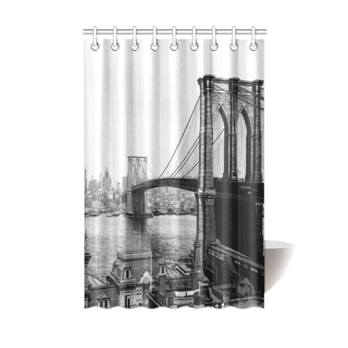 Brooklyn Bridge Over East River and Surrounding Ar Shower Curtain 48"x72"