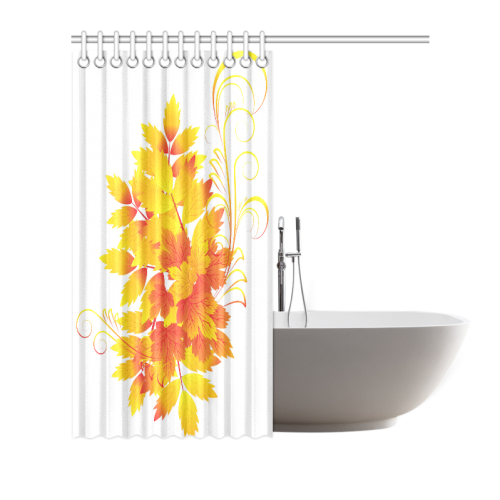 Custom Leaves of Grass Pattern Orange Design Shower Curtain 66"x72"