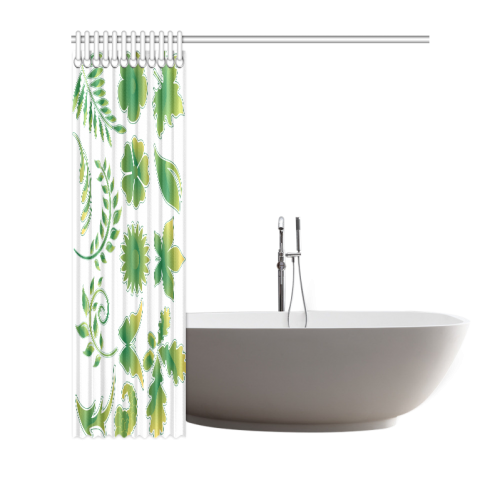 Different Green Leaves Pattern Design Stylish and Shower Curtain 66"x72"