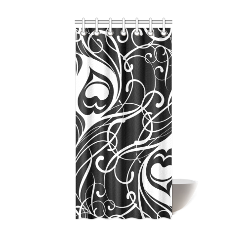 Custom Black And White Peacock Feather Shower Curtain 36"x72"