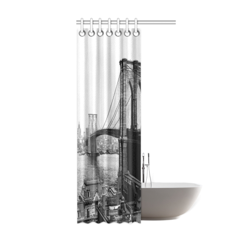 Brooklyn Bridge Over East River and Surrounding Ar Shower Curtain 36"x72"