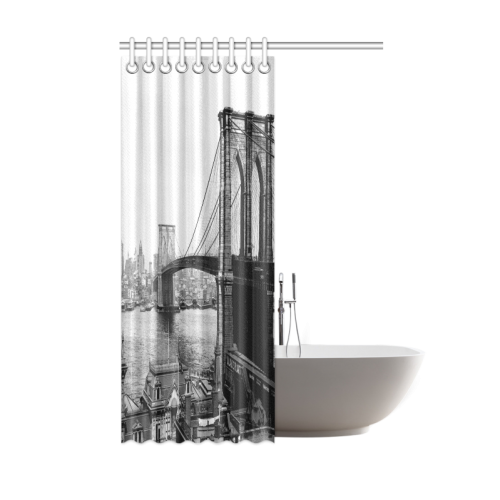 Brooklyn Bridge Over East River and Surrounding Ar Shower Curtain 48"x72"